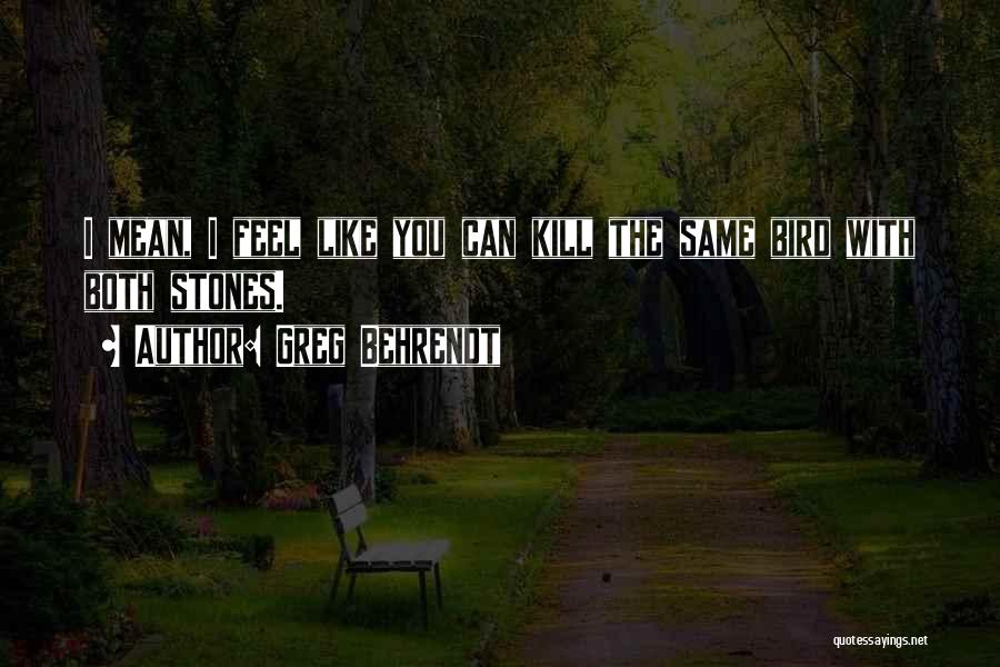 Greg Behrendt Quotes: I Mean, I Feel Like You Can Kill The Same Bird With Both Stones.