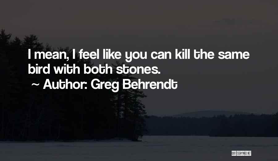 Greg Behrendt Quotes: I Mean, I Feel Like You Can Kill The Same Bird With Both Stones.