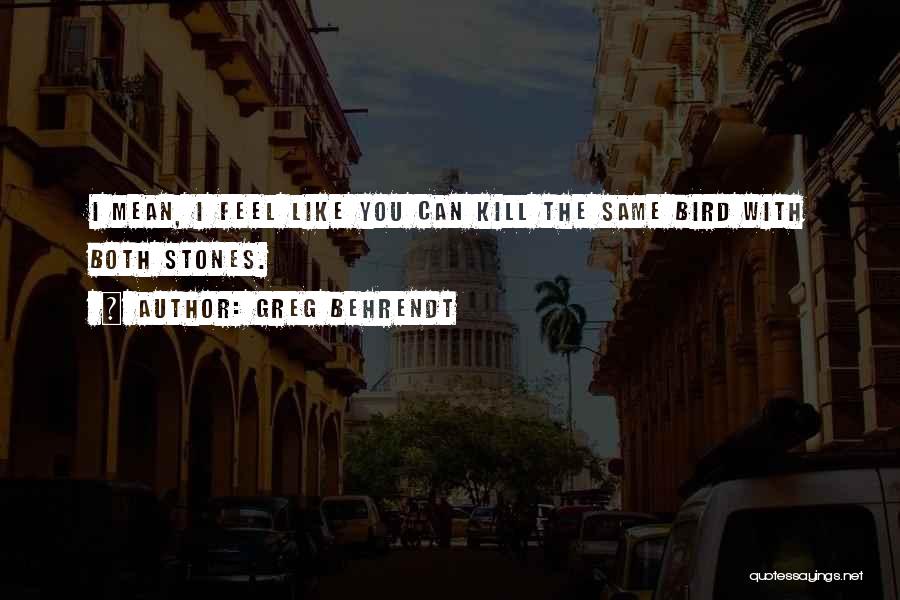 Greg Behrendt Quotes: I Mean, I Feel Like You Can Kill The Same Bird With Both Stones.