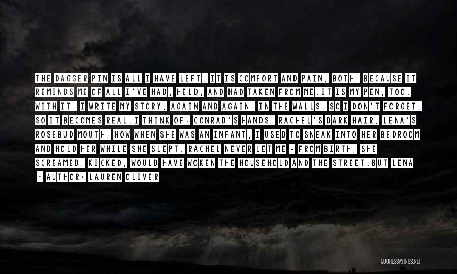 Lauren Oliver Quotes: The Dagger Pin Is All I Have Left. It Is Comfort And Pain, Both, Because It Reminds Me Of All