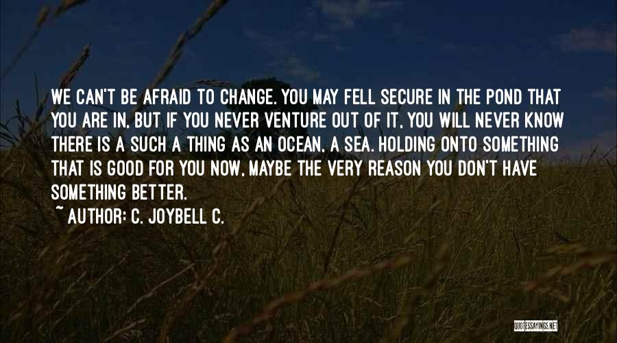 C. JoyBell C. Quotes: We Can't Be Afraid To Change. You May Fell Secure In The Pond That You Are In, But If You