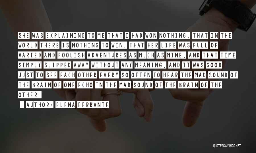 Elena Ferrante Quotes: She Was Explaining To Me That I Had Won Nothing, That In The World There Is Nothing To Win, That