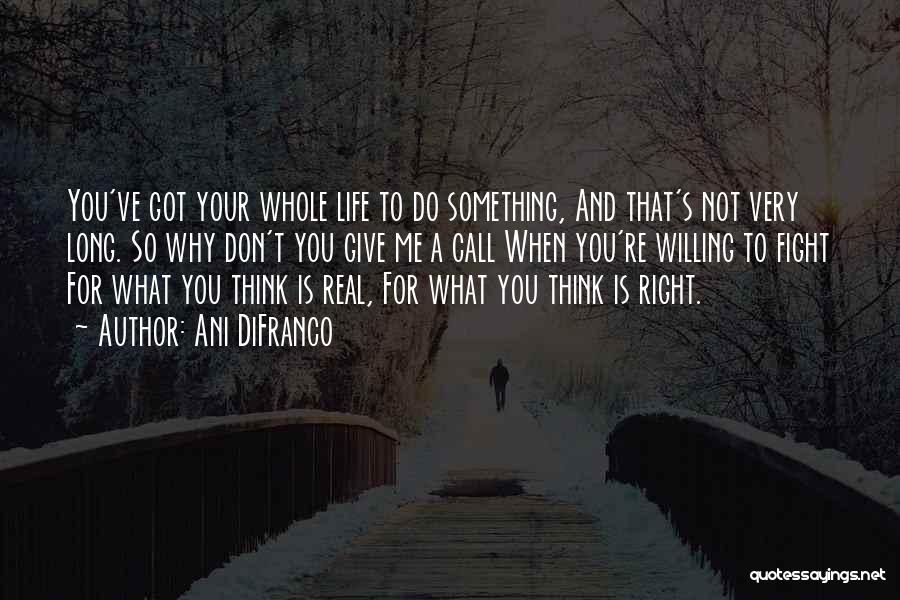 Ani DiFranco Quotes: You've Got Your Whole Life To Do Something, And That's Not Very Long. So Why Don't You Give Me A