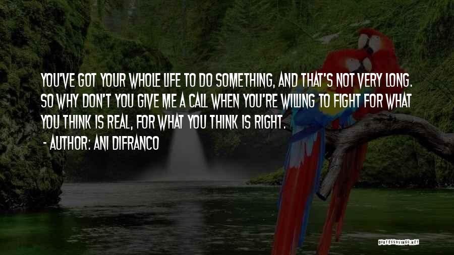 Ani DiFranco Quotes: You've Got Your Whole Life To Do Something, And That's Not Very Long. So Why Don't You Give Me A