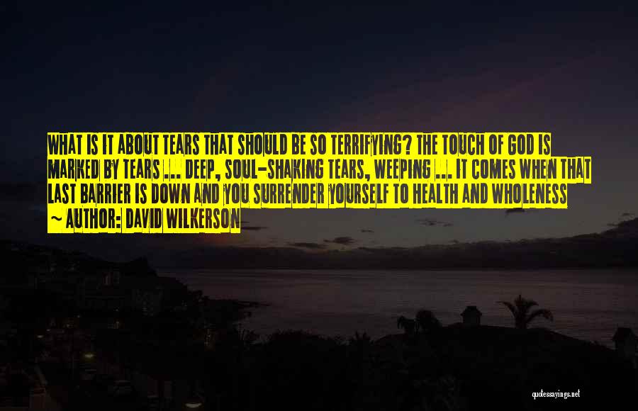 David Wilkerson Quotes: What Is It About Tears That Should Be So Terrifying? The Touch Of God Is Marked By Tears ... Deep,