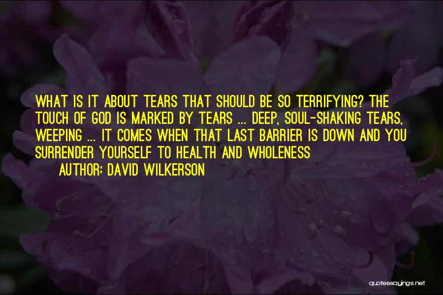 David Wilkerson Quotes: What Is It About Tears That Should Be So Terrifying? The Touch Of God Is Marked By Tears ... Deep,