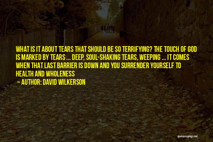 David Wilkerson Quotes: What Is It About Tears That Should Be So Terrifying? The Touch Of God Is Marked By Tears ... Deep,