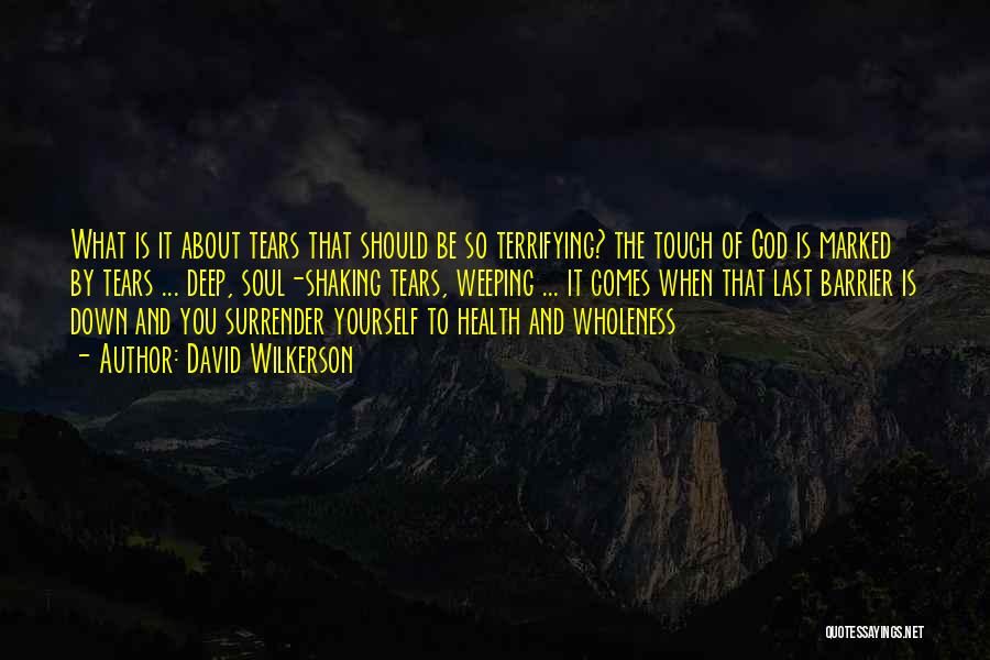 David Wilkerson Quotes: What Is It About Tears That Should Be So Terrifying? The Touch Of God Is Marked By Tears ... Deep,