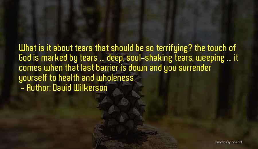 David Wilkerson Quotes: What Is It About Tears That Should Be So Terrifying? The Touch Of God Is Marked By Tears ... Deep,