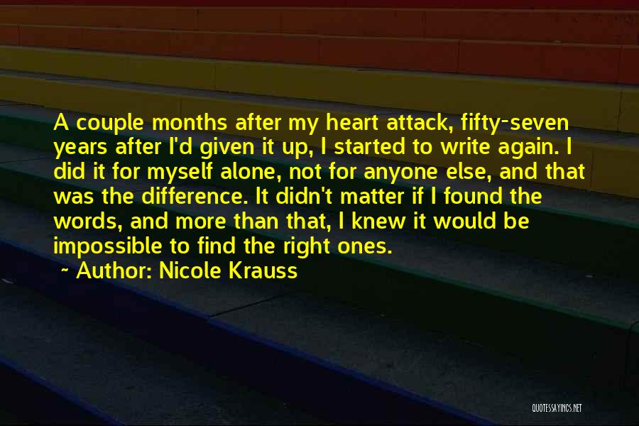Nicole Krauss Quotes: A Couple Months After My Heart Attack, Fifty-seven Years After I'd Given It Up, I Started To Write Again. I