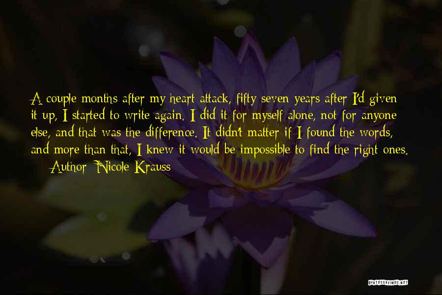 Nicole Krauss Quotes: A Couple Months After My Heart Attack, Fifty-seven Years After I'd Given It Up, I Started To Write Again. I
