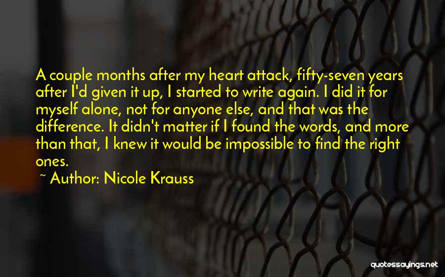 Nicole Krauss Quotes: A Couple Months After My Heart Attack, Fifty-seven Years After I'd Given It Up, I Started To Write Again. I