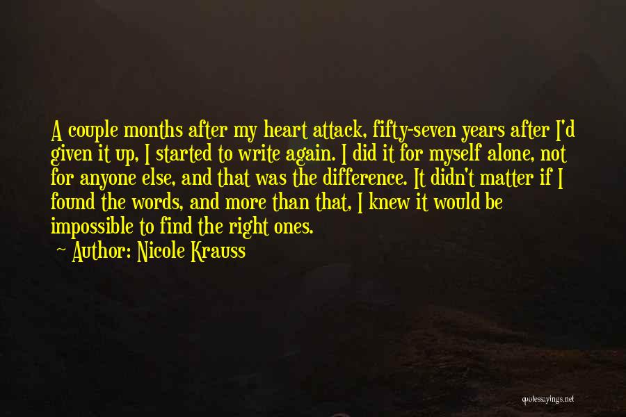 Nicole Krauss Quotes: A Couple Months After My Heart Attack, Fifty-seven Years After I'd Given It Up, I Started To Write Again. I