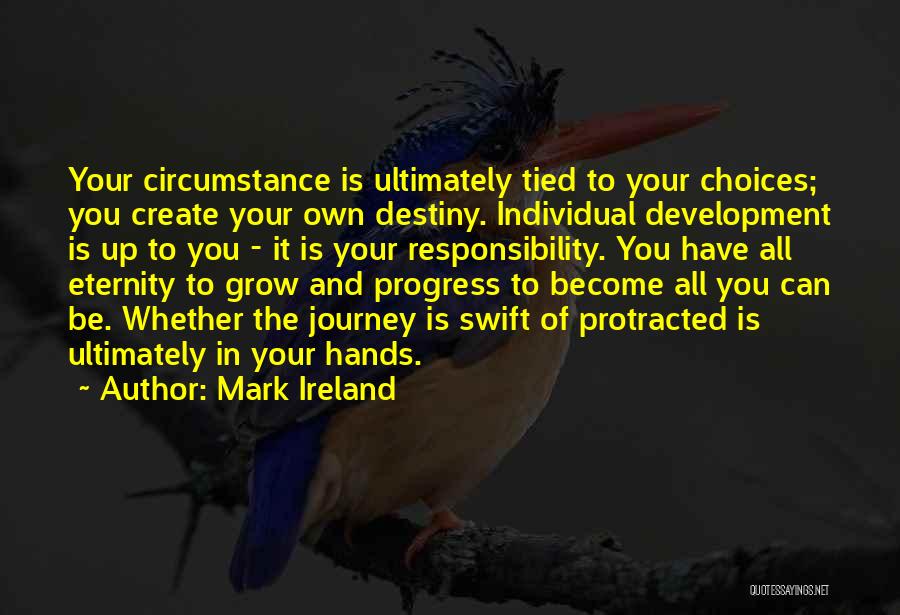 Mark Ireland Quotes: Your Circumstance Is Ultimately Tied To Your Choices; You Create Your Own Destiny. Individual Development Is Up To You -