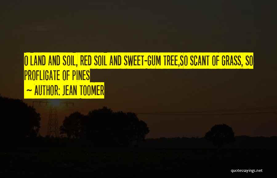 Jean Toomer Quotes: O Land And Soil, Red Soil And Sweet-gum Tree,so Scant Of Grass, So Profligate Of Pines