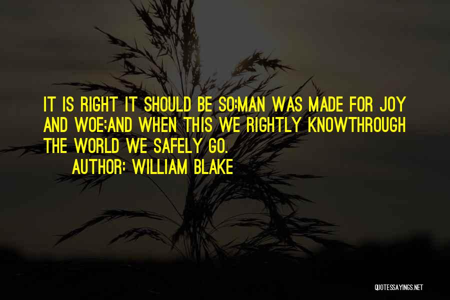 William Blake Quotes: It Is Right It Should Be So:man Was Made For Joy And Woe;and When This We Rightly Knowthrough The World