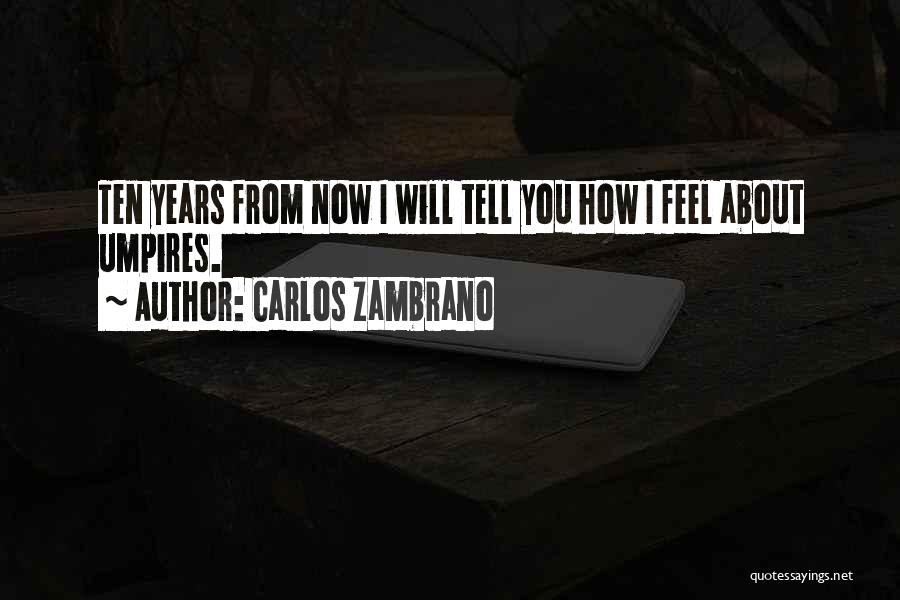 Carlos Zambrano Quotes: Ten Years From Now I Will Tell You How I Feel About Umpires.