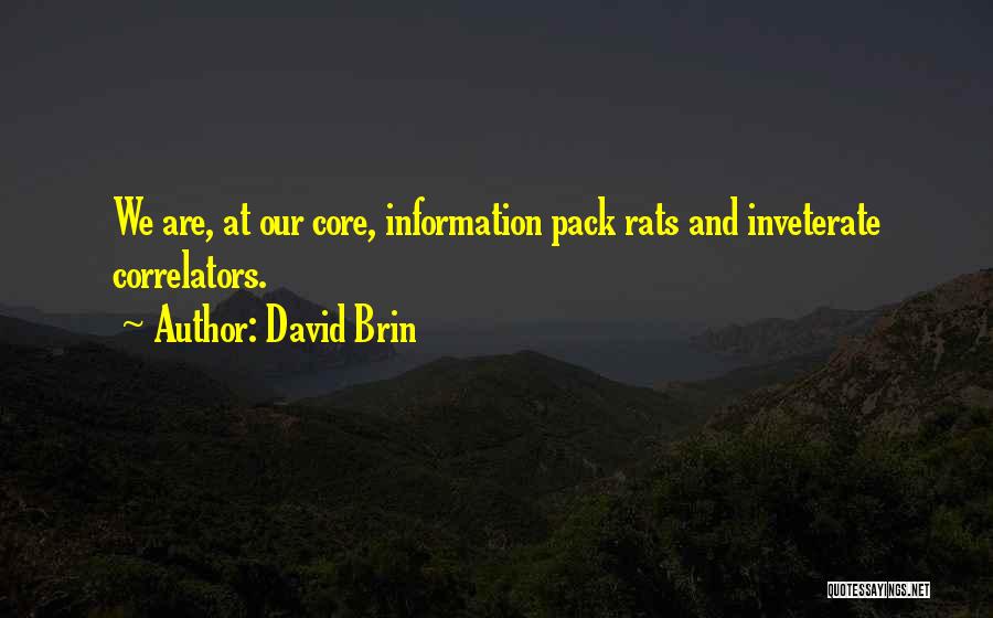 David Brin Quotes: We Are, At Our Core, Information Pack Rats And Inveterate Correlators.