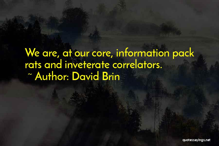 David Brin Quotes: We Are, At Our Core, Information Pack Rats And Inveterate Correlators.