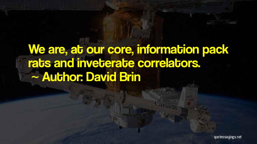 David Brin Quotes: We Are, At Our Core, Information Pack Rats And Inveterate Correlators.