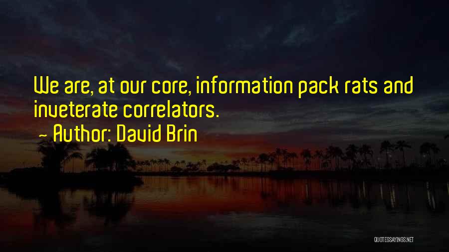 David Brin Quotes: We Are, At Our Core, Information Pack Rats And Inveterate Correlators.