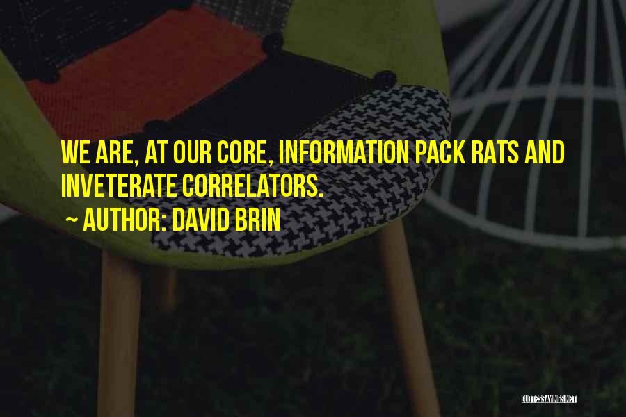 David Brin Quotes: We Are, At Our Core, Information Pack Rats And Inveterate Correlators.