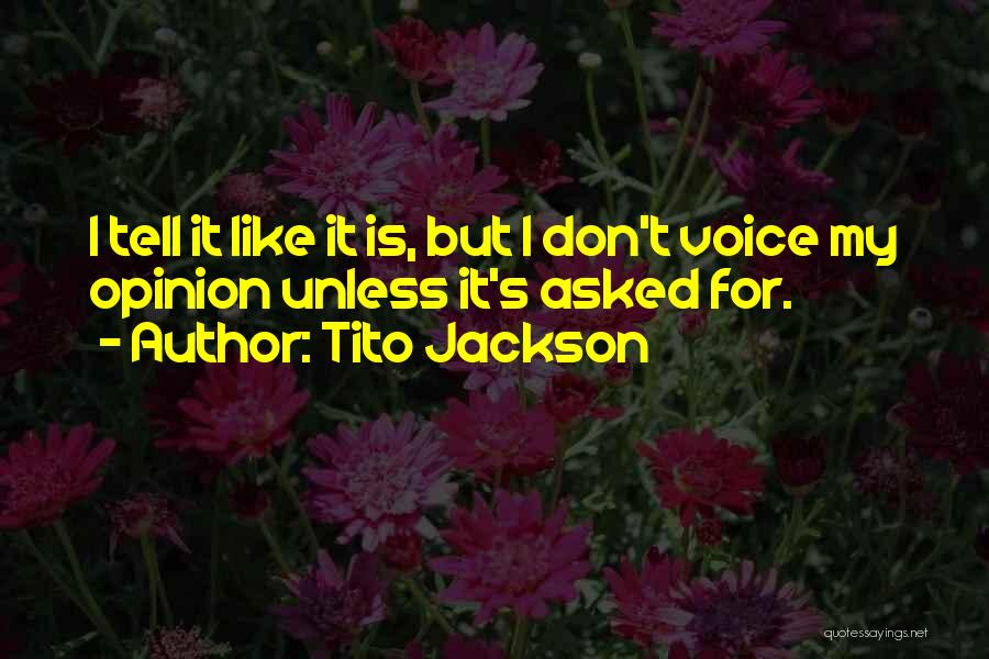 Tito Jackson Quotes: I Tell It Like It Is, But I Don't Voice My Opinion Unless It's Asked For.