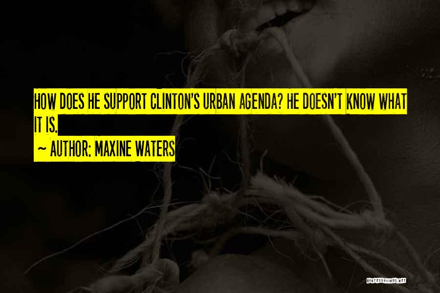 Maxine Waters Quotes: How Does He Support Clinton's Urban Agenda? He Doesn't Know What It Is.