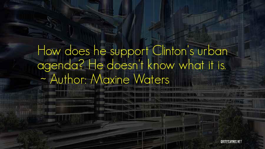 Maxine Waters Quotes: How Does He Support Clinton's Urban Agenda? He Doesn't Know What It Is.