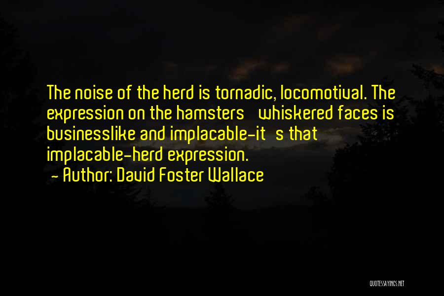 David Foster Wallace Quotes: The Noise Of The Herd Is Tornadic, Locomotival. The Expression On The Hamsters' Whiskered Faces Is Businesslike And Implacable-it's That