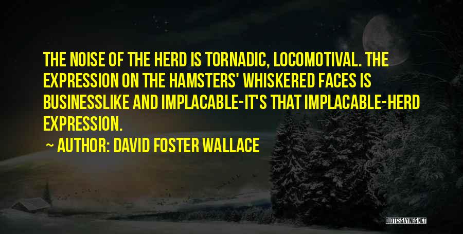 David Foster Wallace Quotes: The Noise Of The Herd Is Tornadic, Locomotival. The Expression On The Hamsters' Whiskered Faces Is Businesslike And Implacable-it's That