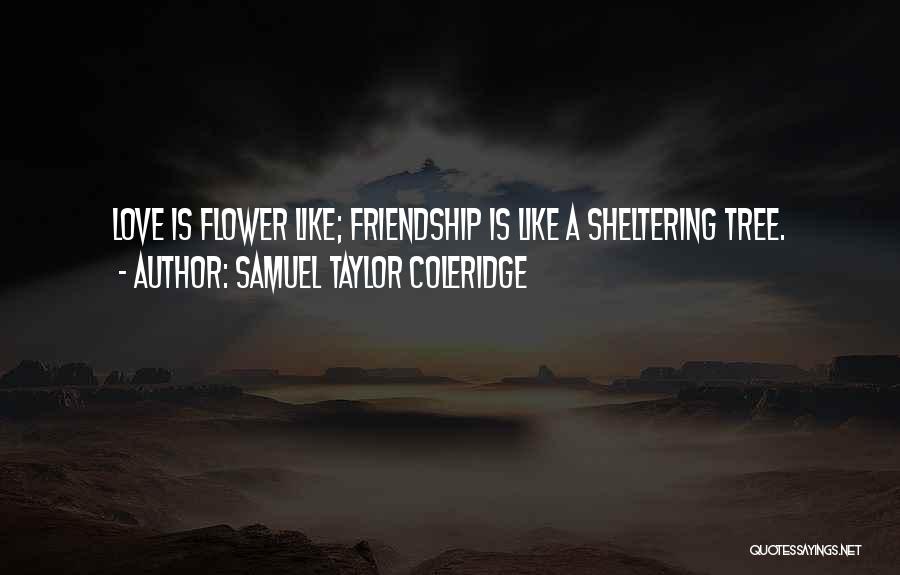 Samuel Taylor Coleridge Quotes: Love Is Flower Like; Friendship Is Like A Sheltering Tree.