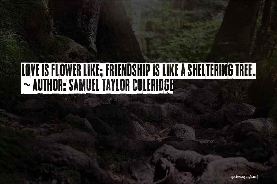 Samuel Taylor Coleridge Quotes: Love Is Flower Like; Friendship Is Like A Sheltering Tree.