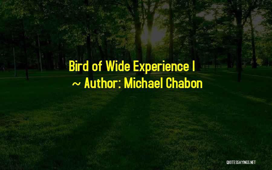 Michael Chabon Quotes: Bird Of Wide Experience I