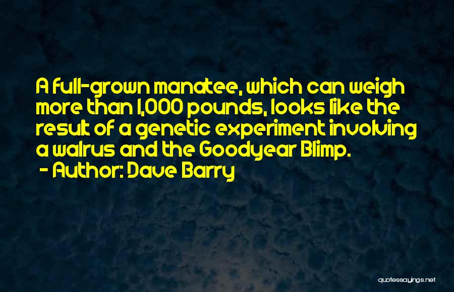 Dave Barry Quotes: A Full-grown Manatee, Which Can Weigh More Than 1,000 Pounds, Looks Like The Result Of A Genetic Experiment Involving A