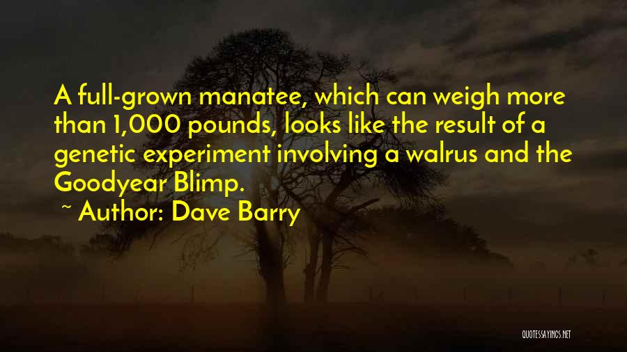Dave Barry Quotes: A Full-grown Manatee, Which Can Weigh More Than 1,000 Pounds, Looks Like The Result Of A Genetic Experiment Involving A