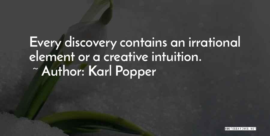 Karl Popper Quotes: Every Discovery Contains An Irrational Element Or A Creative Intuition.
