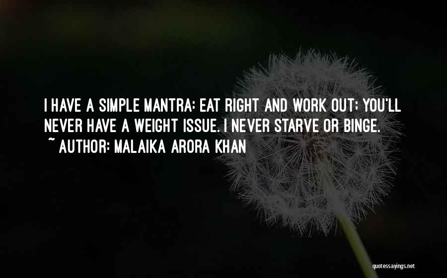 Malaika Arora Khan Quotes: I Have A Simple Mantra: Eat Right And Work Out; You'll Never Have A Weight Issue. I Never Starve Or