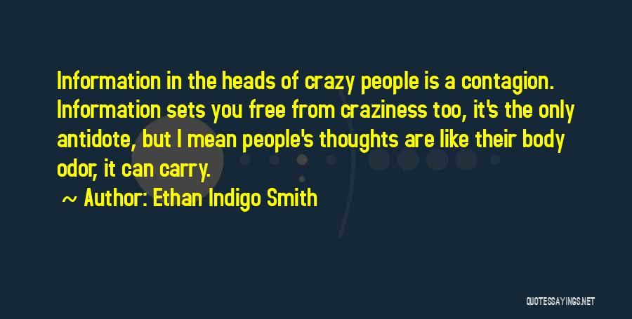 Ethan Indigo Smith Quotes: Information In The Heads Of Crazy People Is A Contagion. Information Sets You Free From Craziness Too, It's The Only