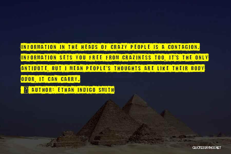 Ethan Indigo Smith Quotes: Information In The Heads Of Crazy People Is A Contagion. Information Sets You Free From Craziness Too, It's The Only