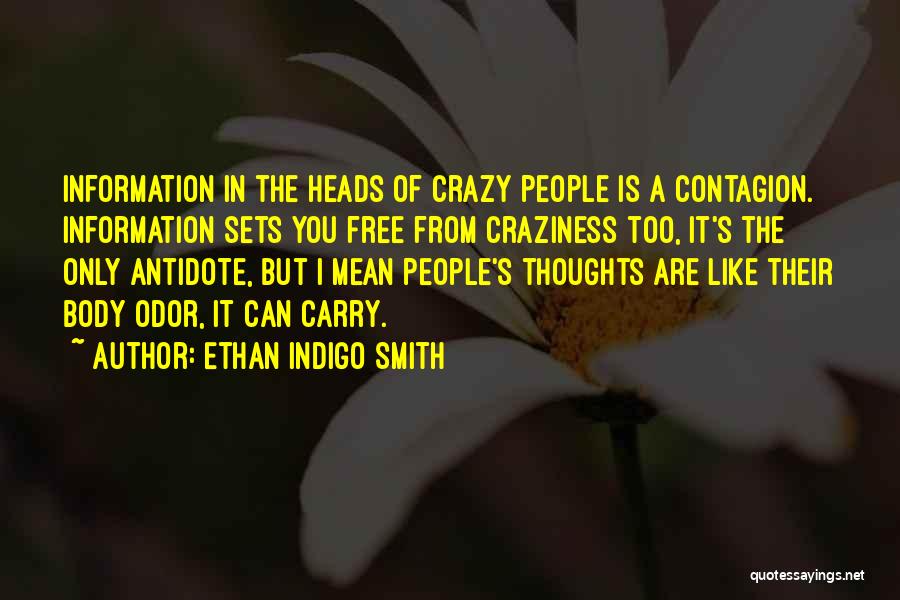 Ethan Indigo Smith Quotes: Information In The Heads Of Crazy People Is A Contagion. Information Sets You Free From Craziness Too, It's The Only