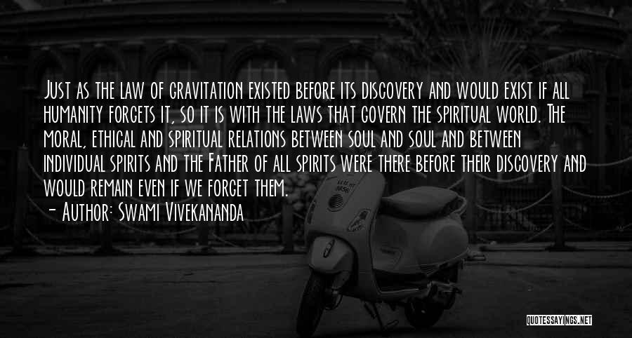 Swami Vivekananda Quotes: Just As The Law Of Gravitation Existed Before Its Discovery And Would Exist If All Humanity Forgets It, So It