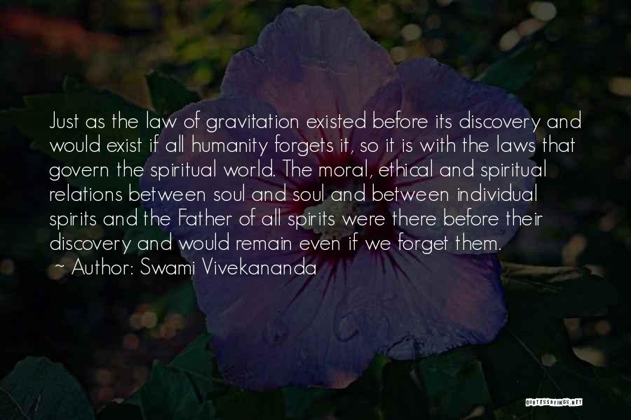 Swami Vivekananda Quotes: Just As The Law Of Gravitation Existed Before Its Discovery And Would Exist If All Humanity Forgets It, So It