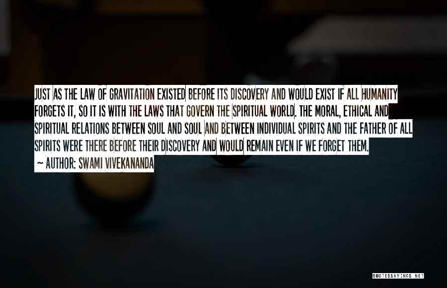 Swami Vivekananda Quotes: Just As The Law Of Gravitation Existed Before Its Discovery And Would Exist If All Humanity Forgets It, So It