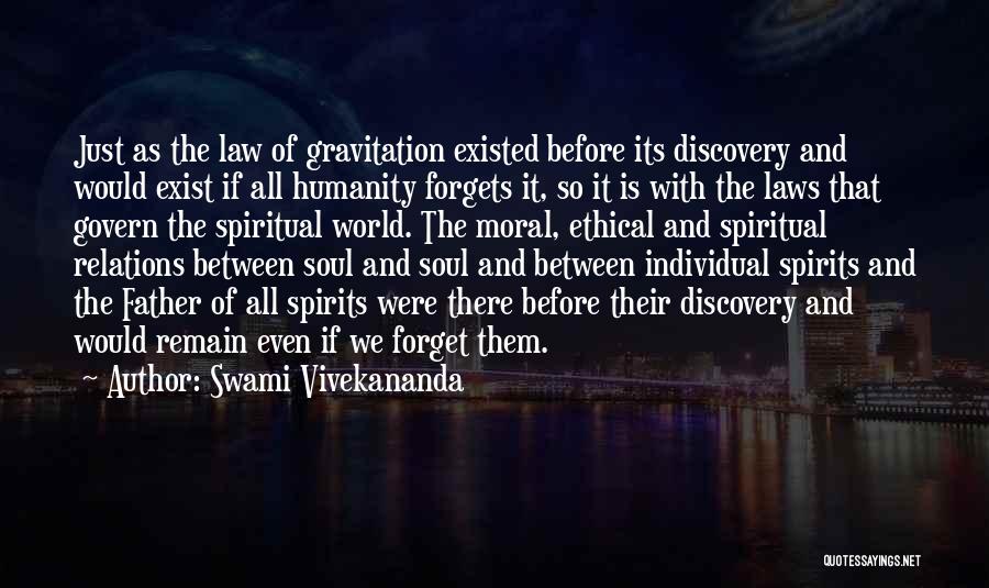 Swami Vivekananda Quotes: Just As The Law Of Gravitation Existed Before Its Discovery And Would Exist If All Humanity Forgets It, So It