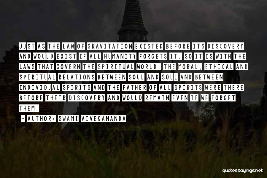 Swami Vivekananda Quotes: Just As The Law Of Gravitation Existed Before Its Discovery And Would Exist If All Humanity Forgets It, So It