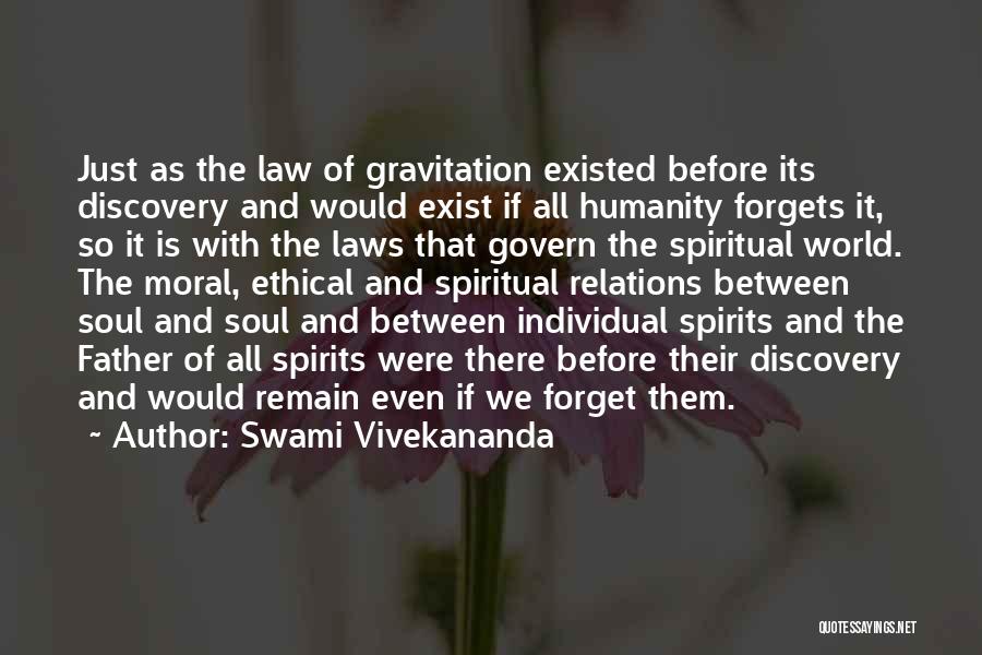 Swami Vivekananda Quotes: Just As The Law Of Gravitation Existed Before Its Discovery And Would Exist If All Humanity Forgets It, So It
