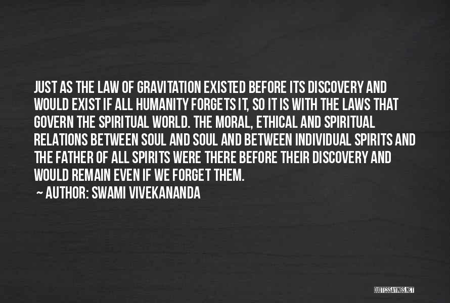 Swami Vivekananda Quotes: Just As The Law Of Gravitation Existed Before Its Discovery And Would Exist If All Humanity Forgets It, So It