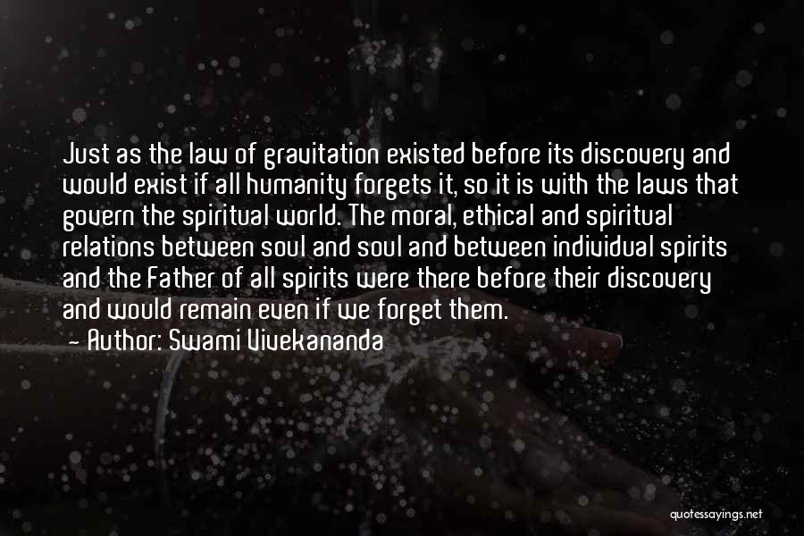 Swami Vivekananda Quotes: Just As The Law Of Gravitation Existed Before Its Discovery And Would Exist If All Humanity Forgets It, So It