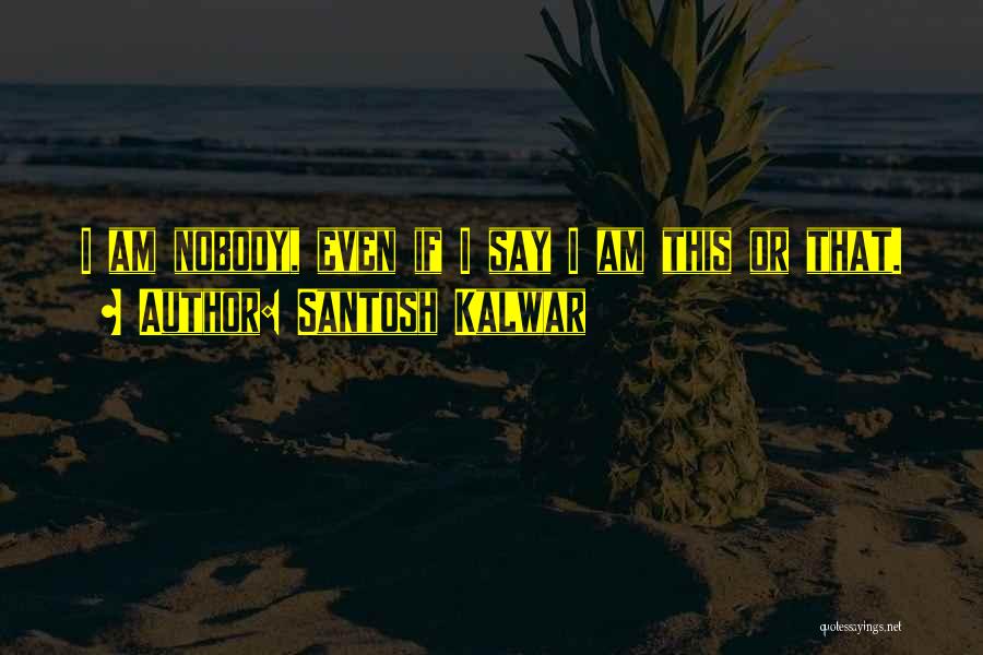 Santosh Kalwar Quotes: I Am Nobody, Even If I Say I Am This Or That.